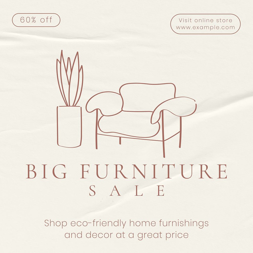 Furniture sale Instagram post template, editable text
