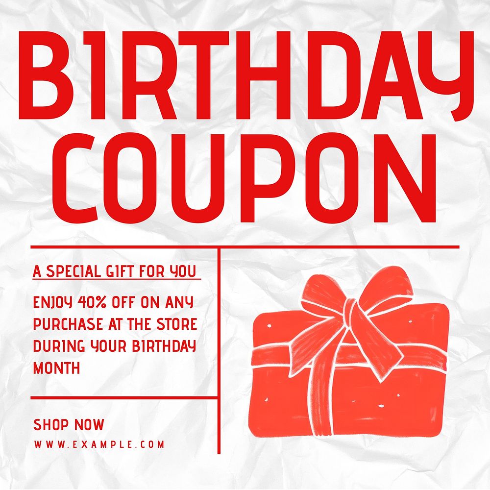Birthday coupon Instagram post template
