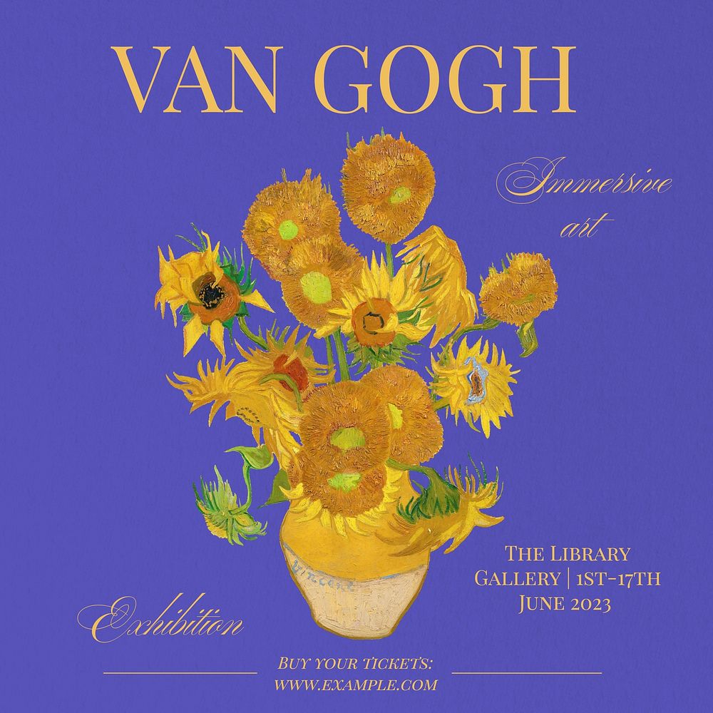 Van Gogh exhibition Facebook post template, editable design