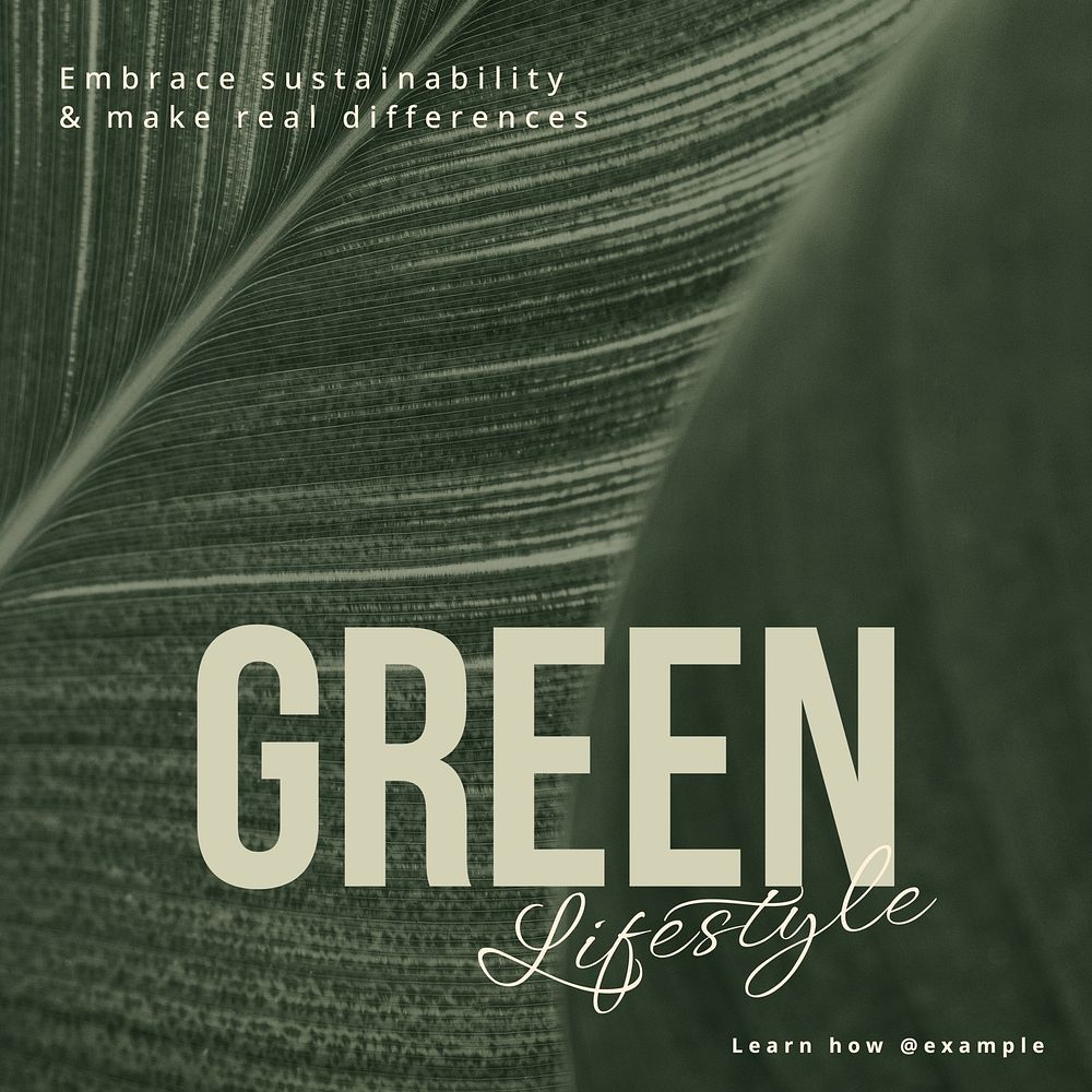 Green lifestyle Instagram post template, editable text