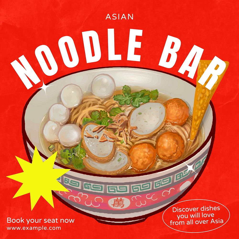 Asian noodle bar Instagram post template