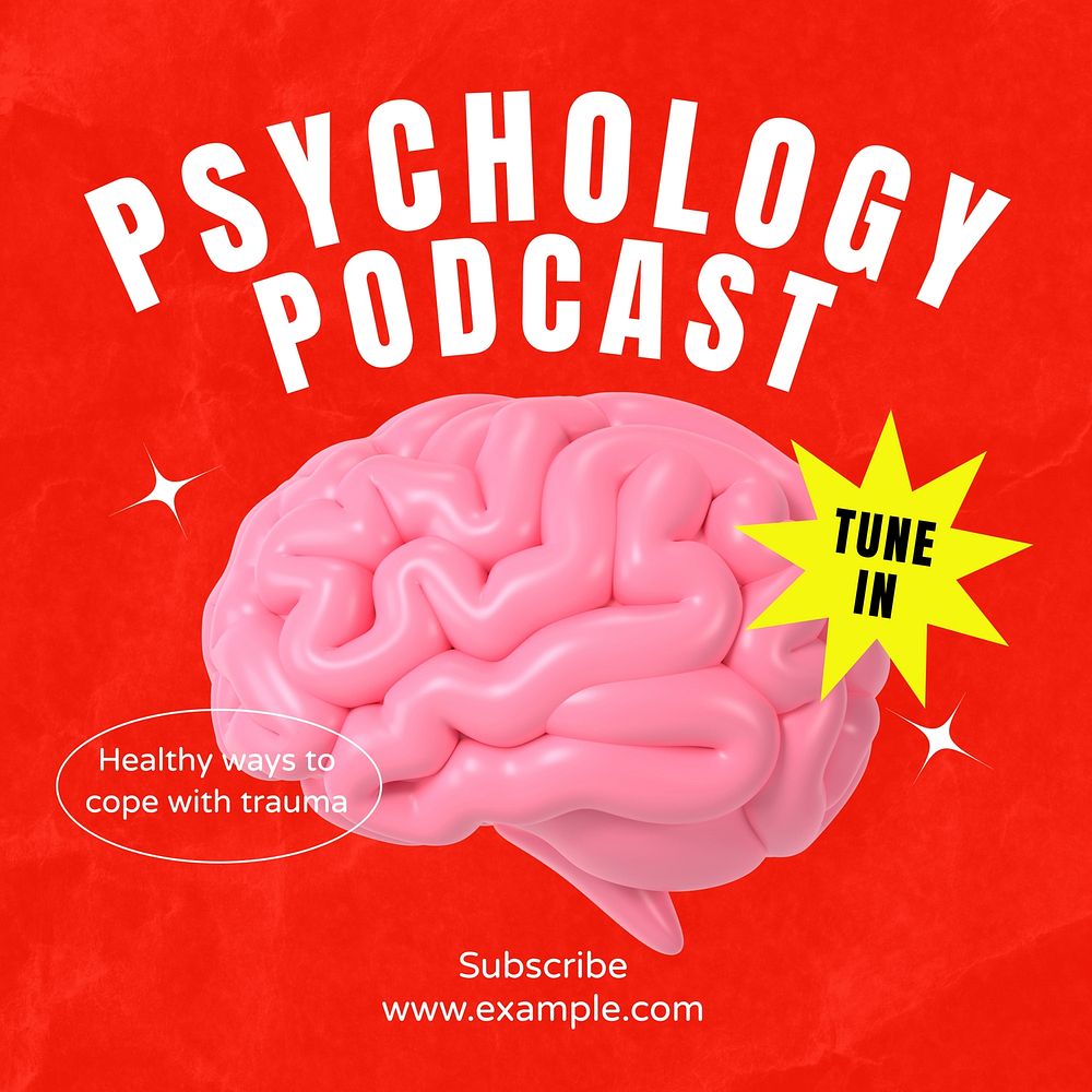 Psychology podcast Instagram post template  