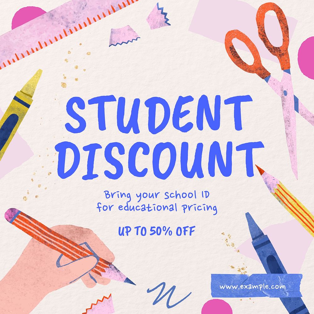Student discount Instagram post template  