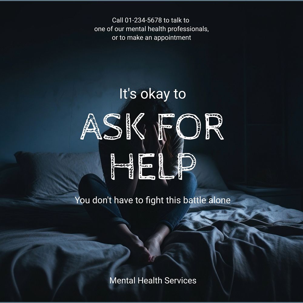 Ask for help Instagram post template  