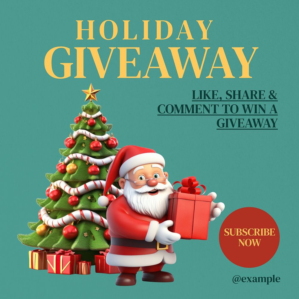 Holiday giveaway Instagram post template, editable text