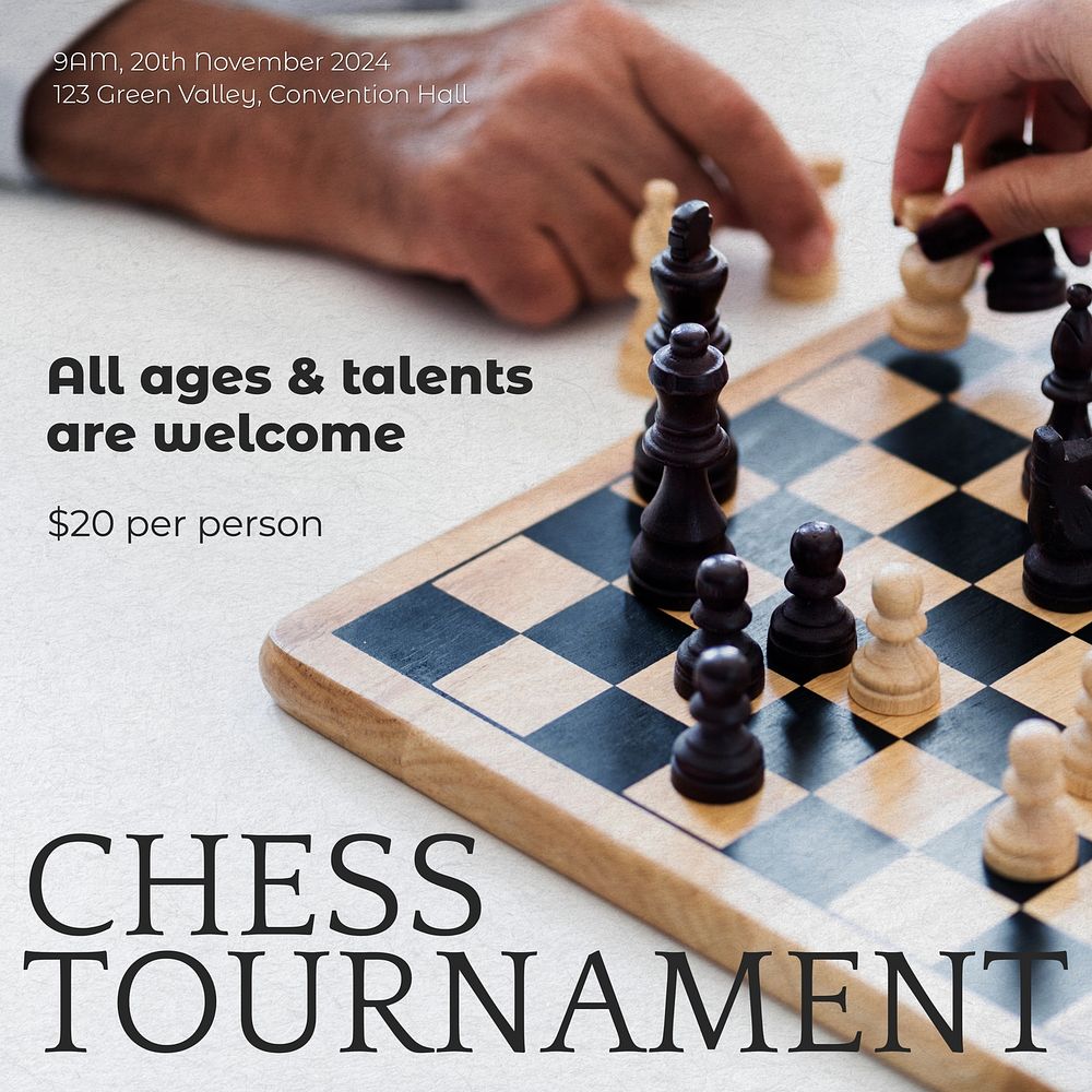 Chess tournament ad Instagram post template