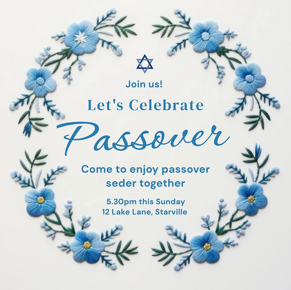 Passover celebration Instagram post template
