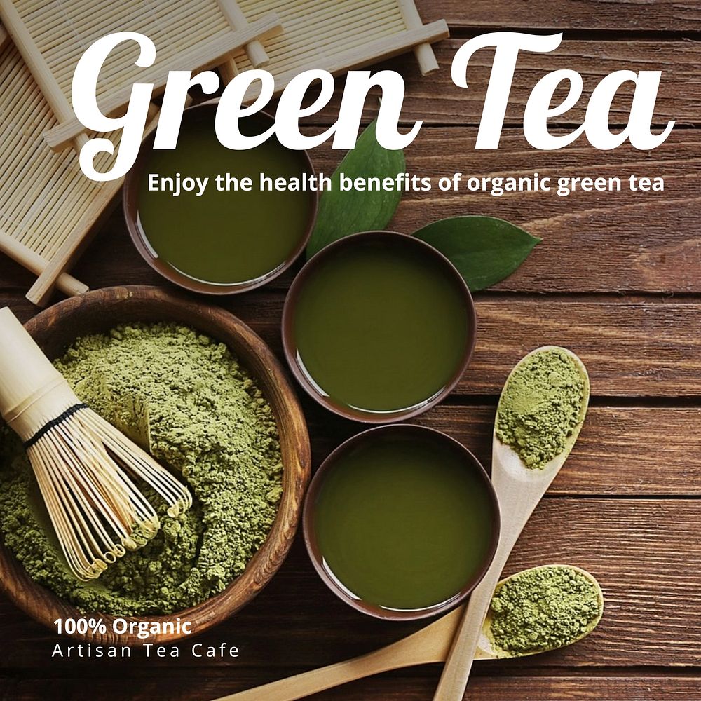 Green tea Instagram post template  