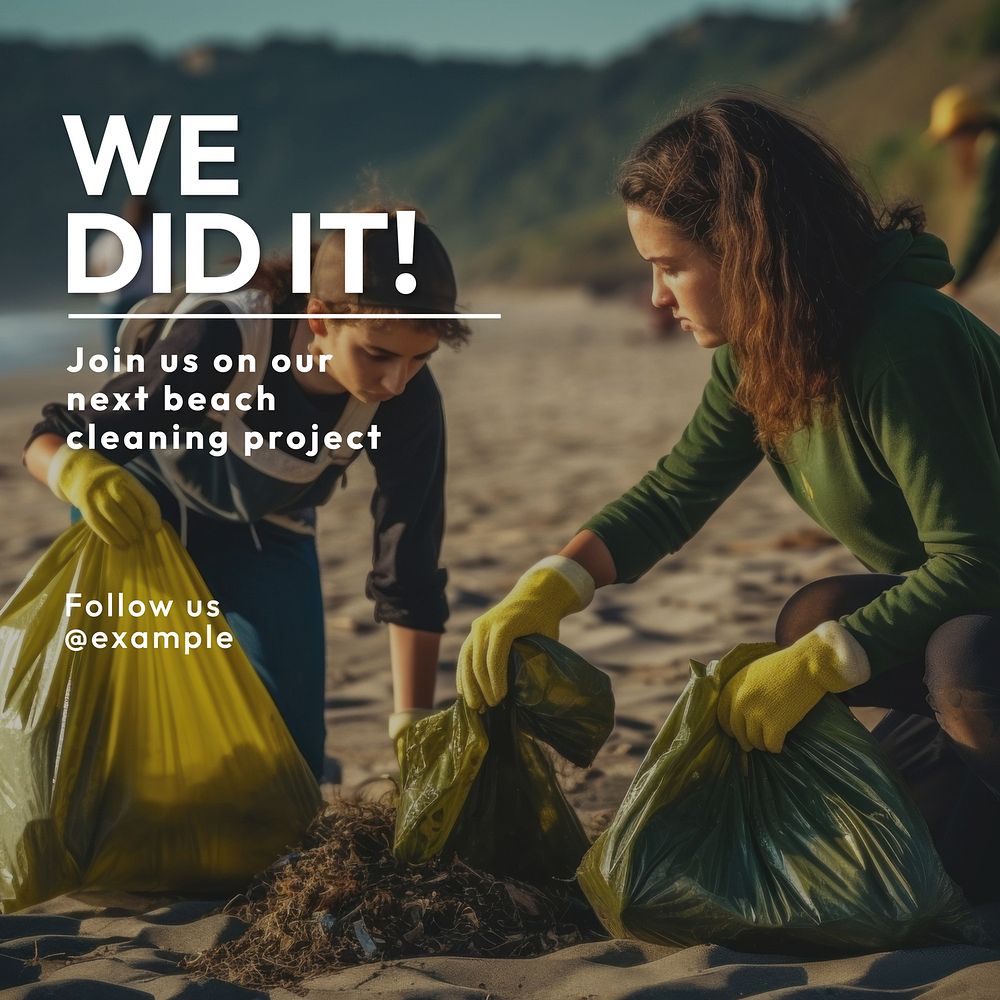 Beach cleaning project Facebook post template