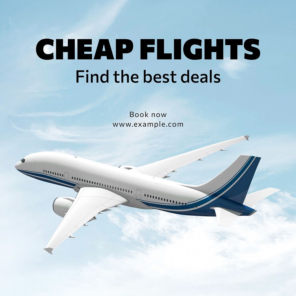 Cheapest flights Instagram post template