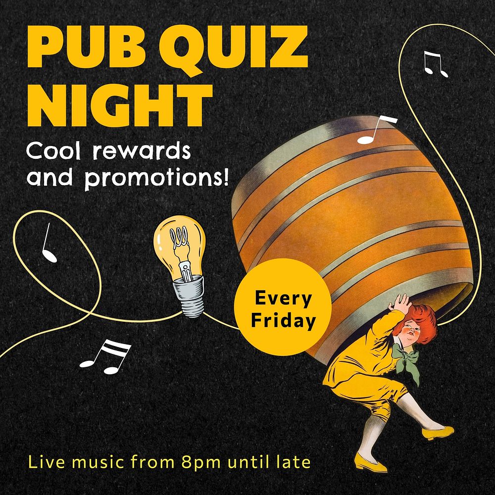 Pub quiz night Instagram post template