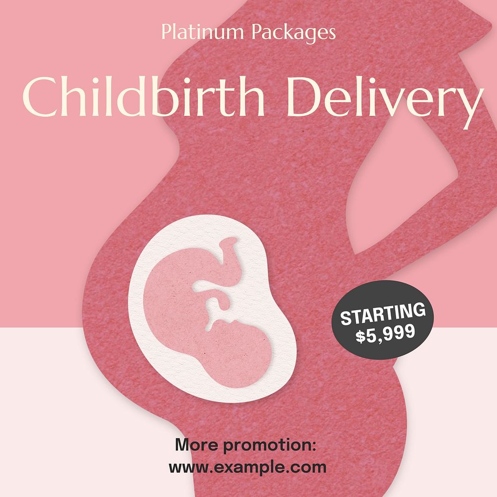 Childbirth delivery Instagram post template  