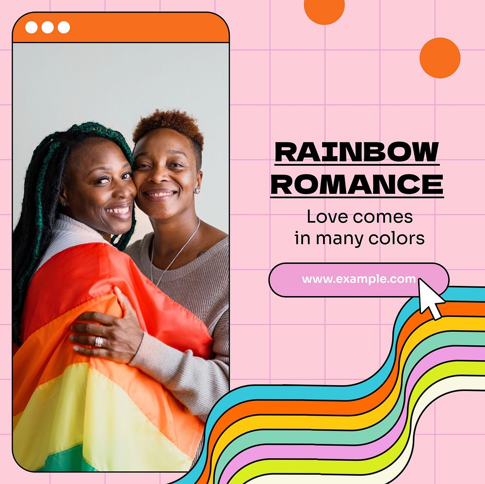 Rainbow romance Instagram post template