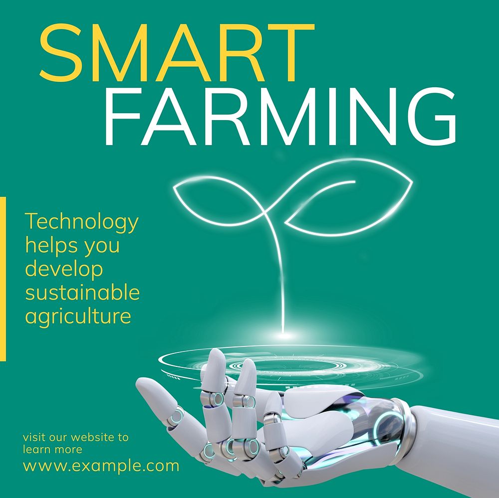 Smart farming Instagram post template, editable text