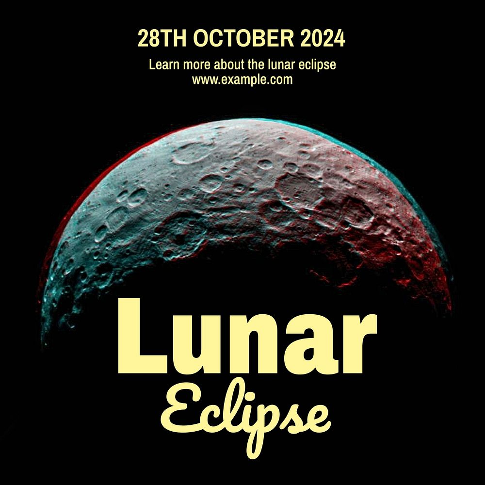 Lunar eclipse Instagram post template, editable text