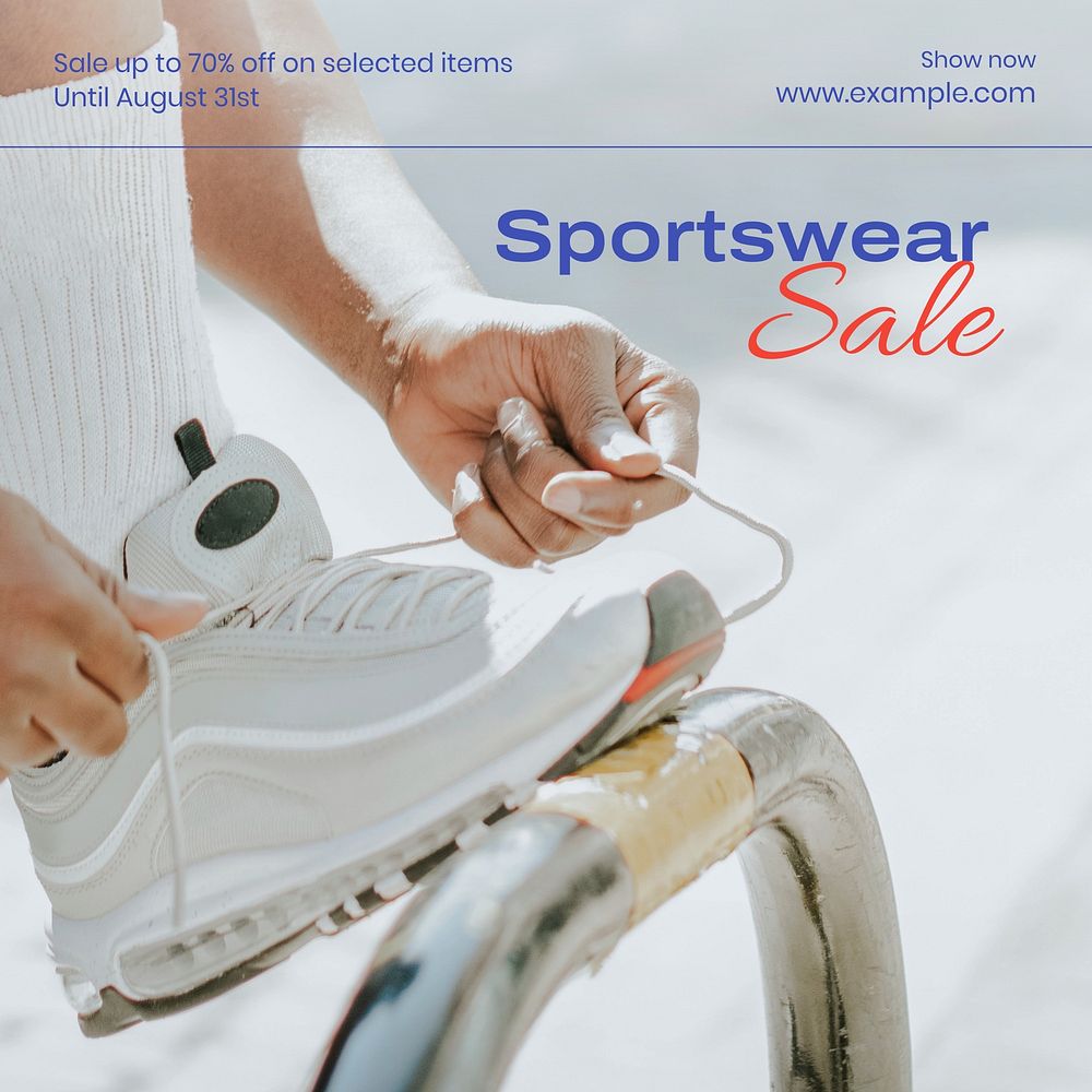 Sportswear sale Instagram post template, editable text