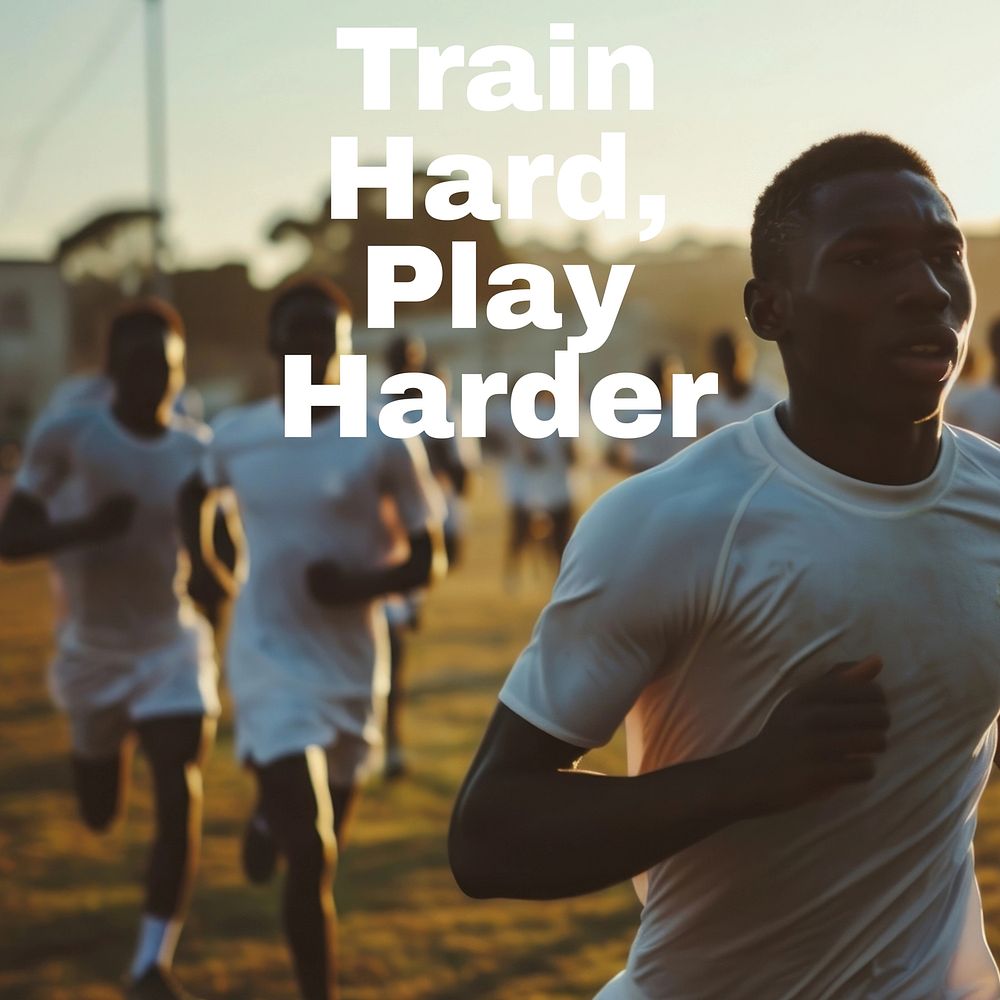 Train hard, play harder quote Instagram post template
