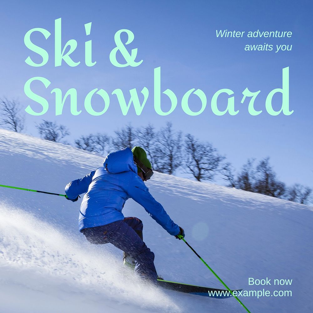 Ski & snowboard Instagram post template