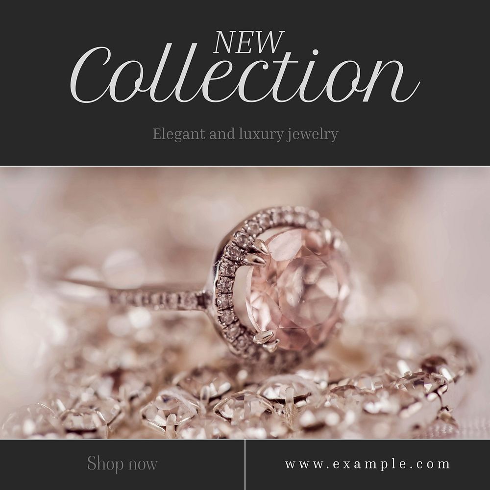 New jewelry collection Instagram post template, editable text