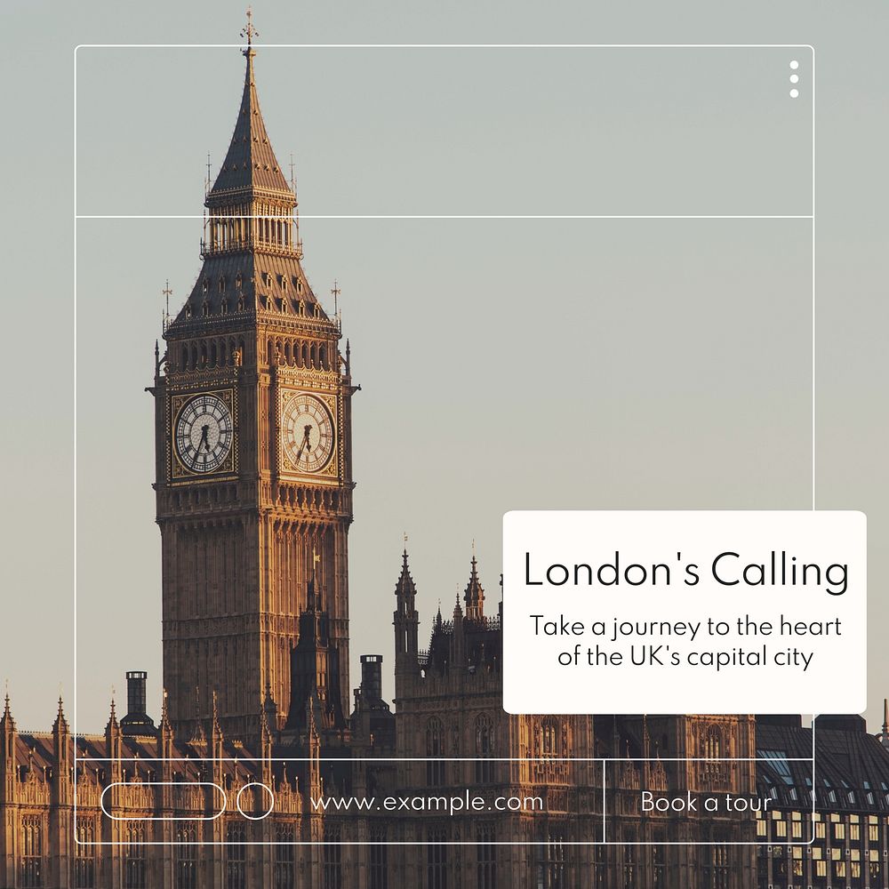 London calling Instagram post template, editable text