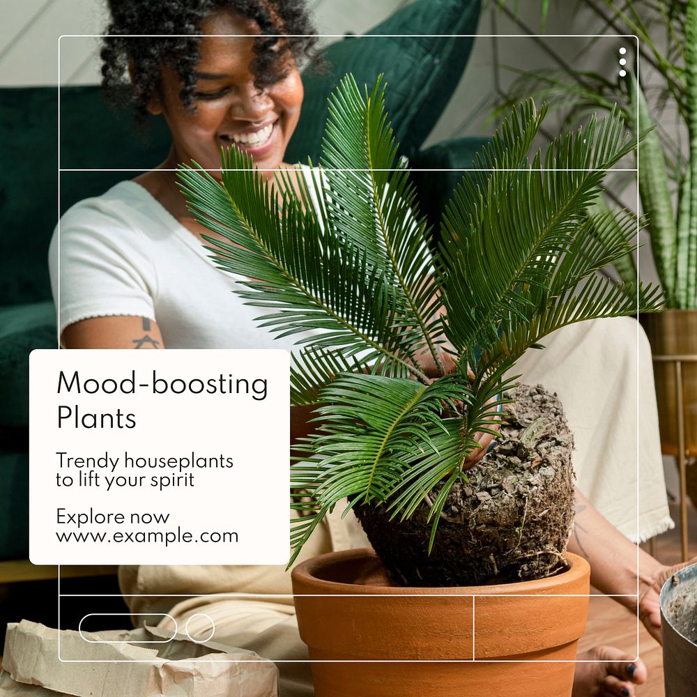 Mood-boosting plants Instagram post template  
