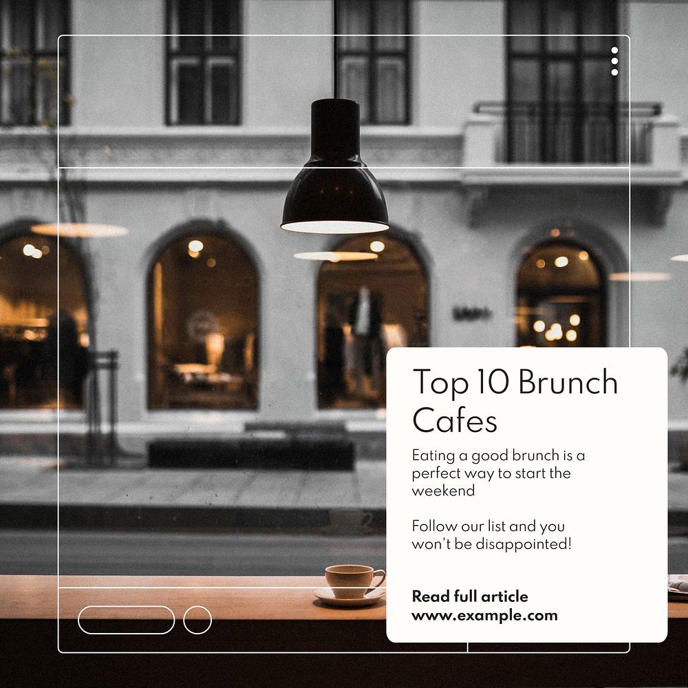 Brunch cafes Instagram post template, editable text
