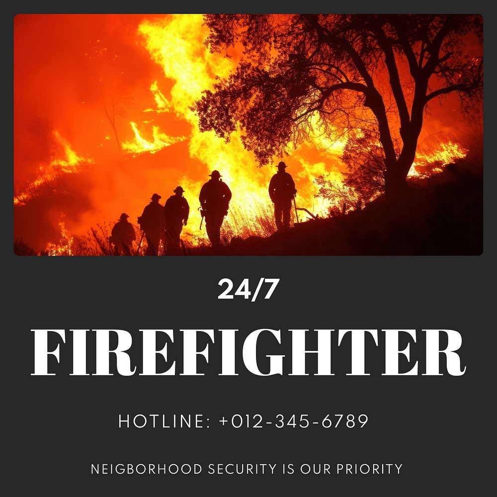 Firefighter service Instagram post template