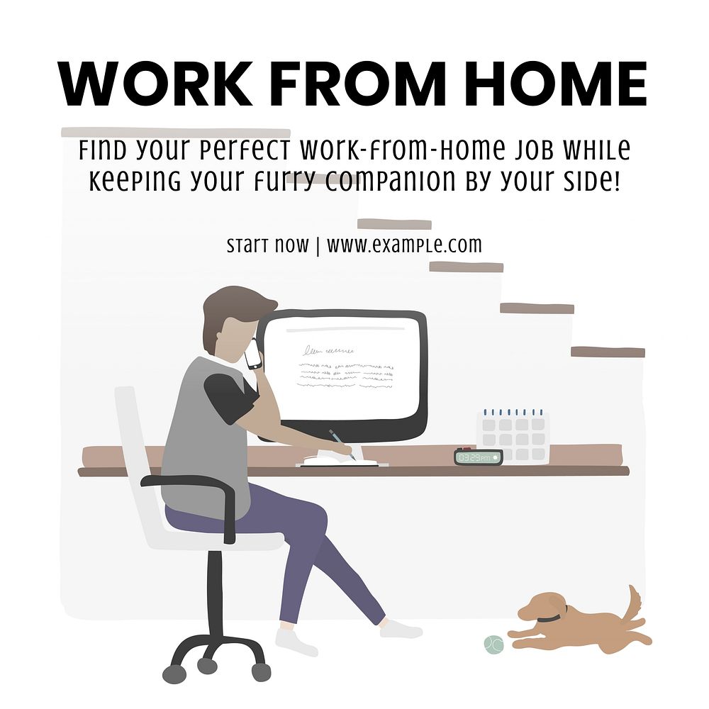 Work from home Instagram post template