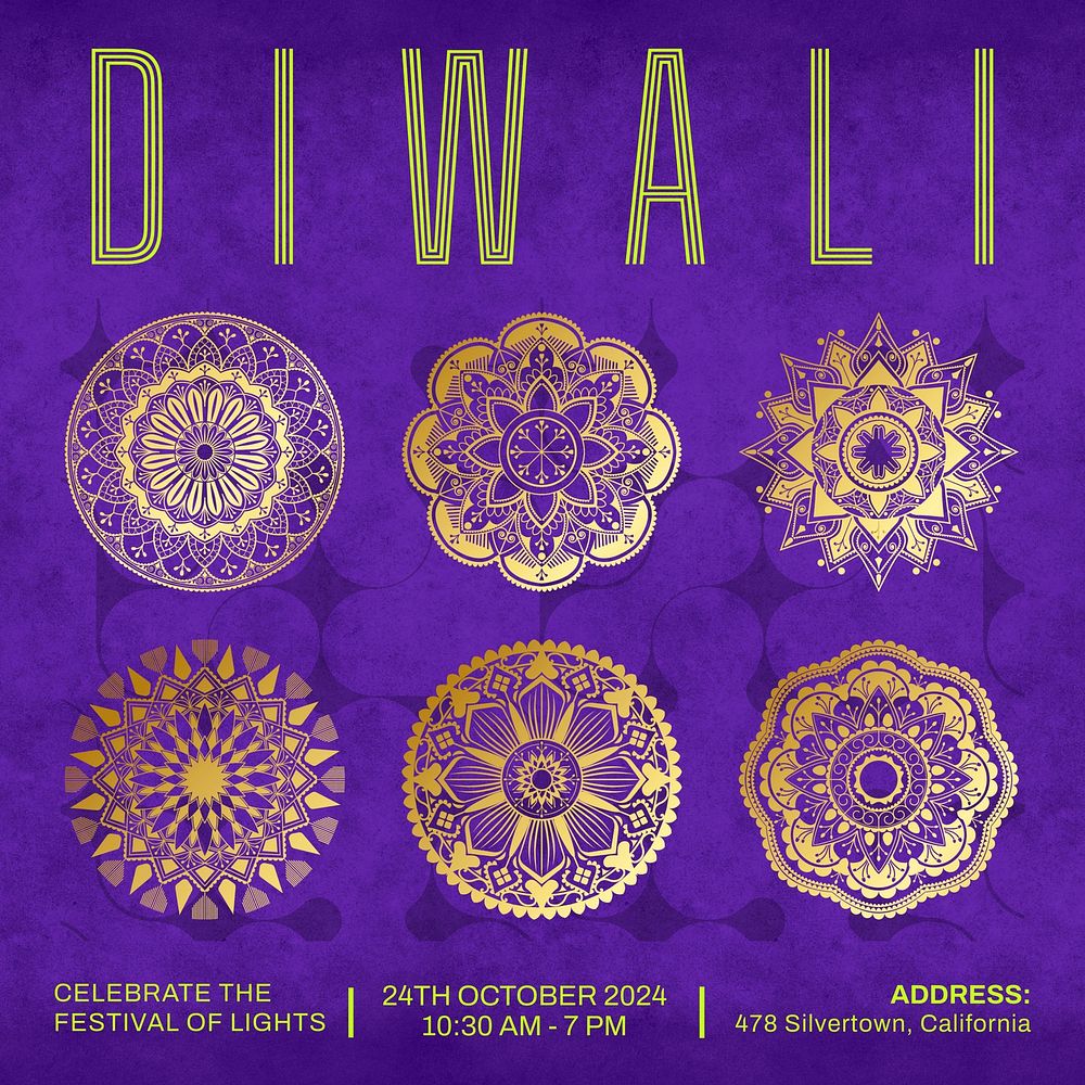 Diwali festival Instagram post template  