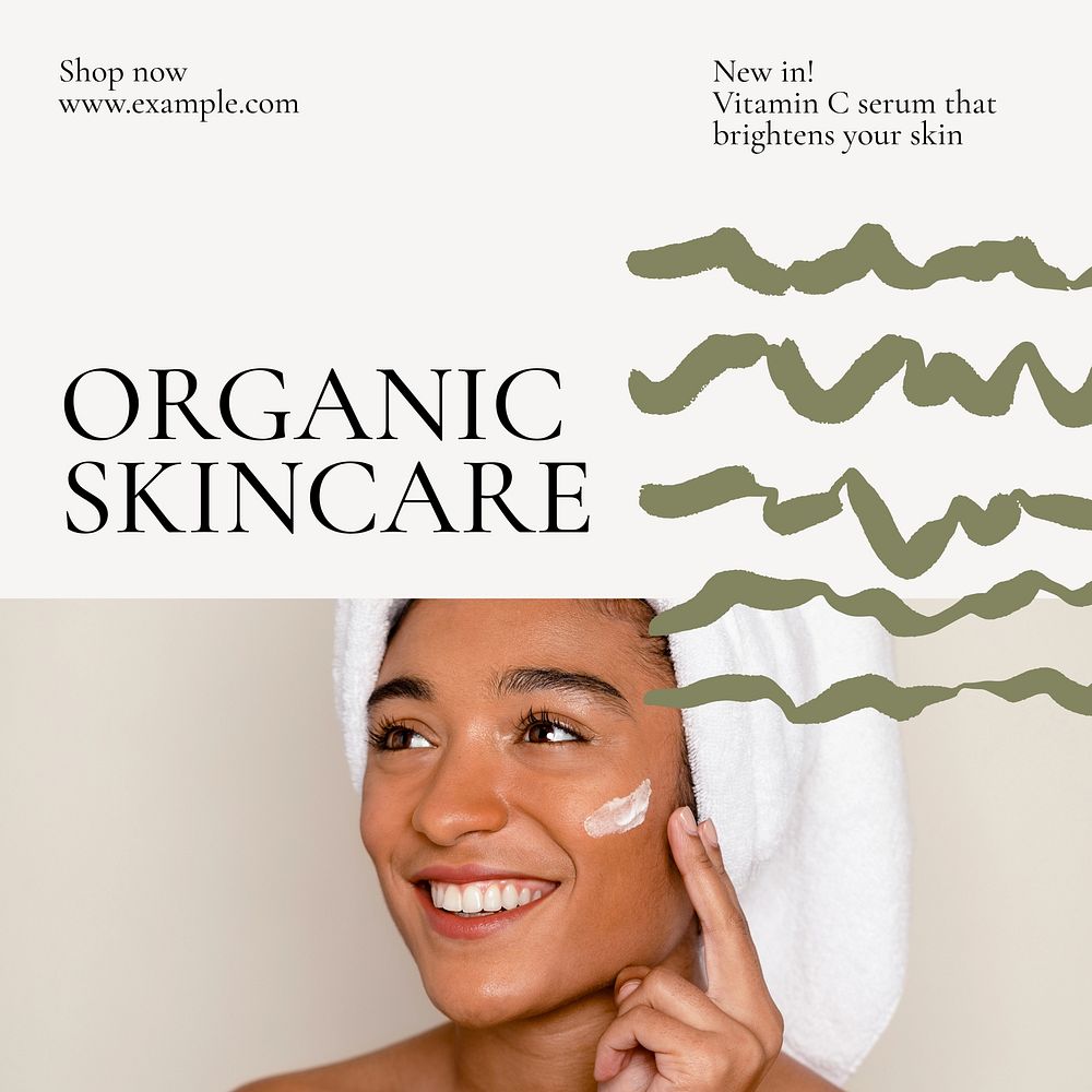 Organic skincare Instagram post template, editable text