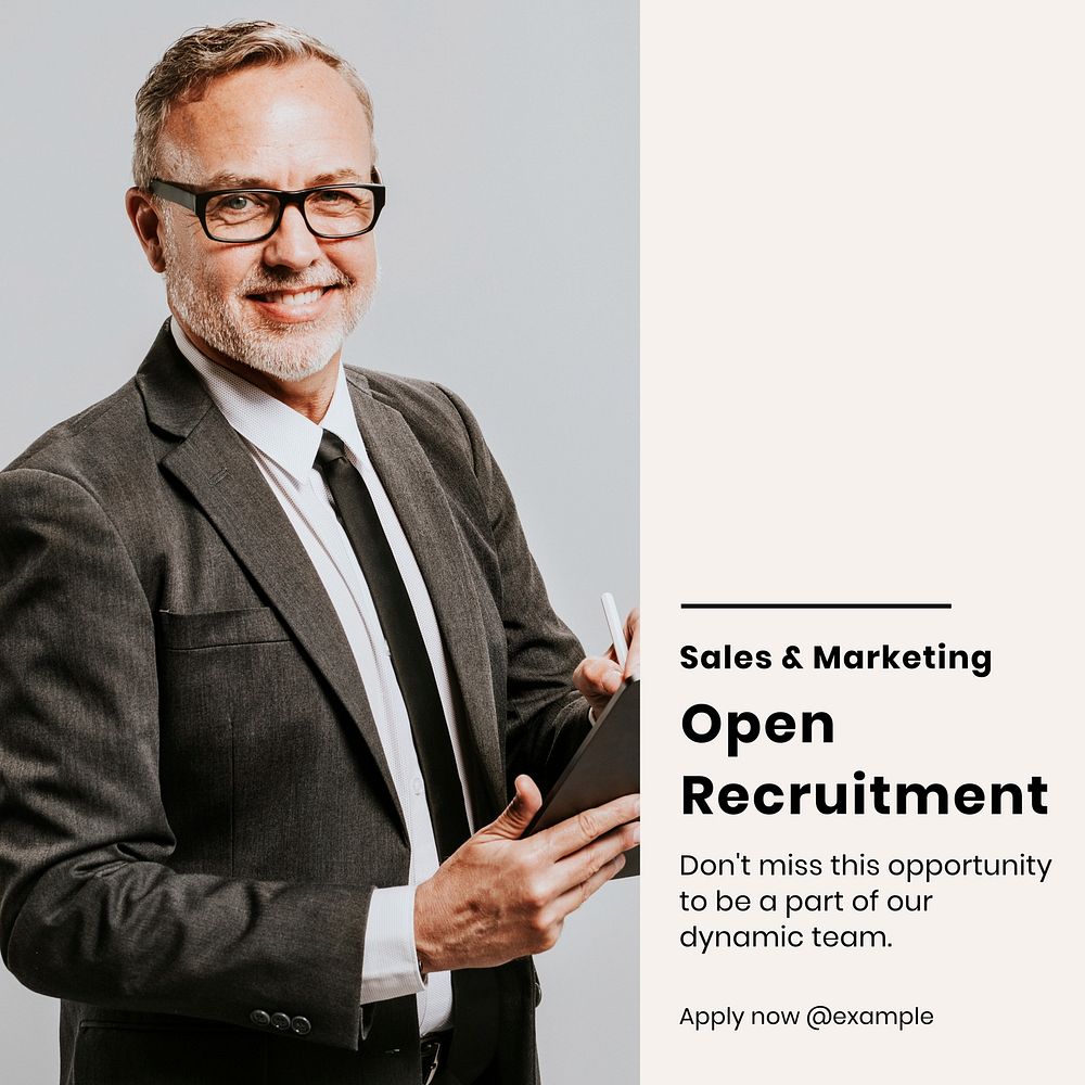 Open recruitment Instagram post template  