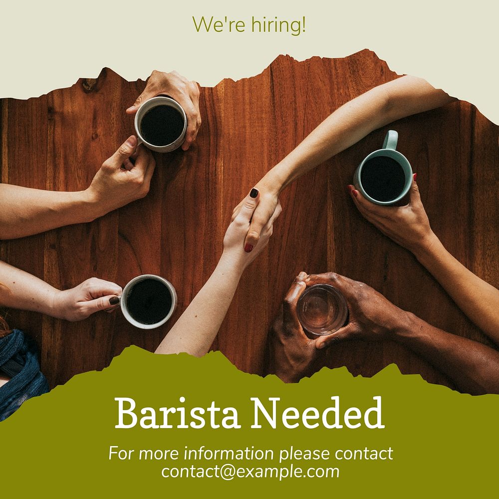 Barista needed post template for social media