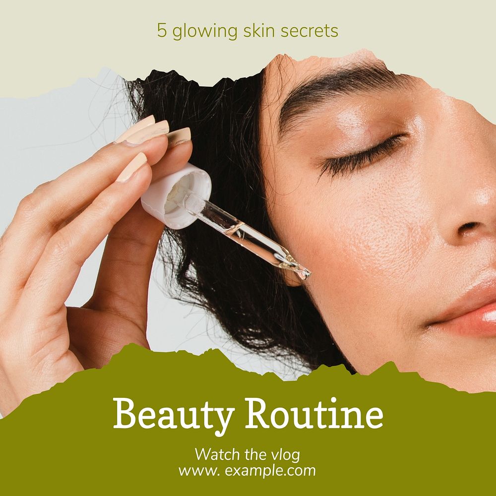 Beauty routine Instagram post template, editable text