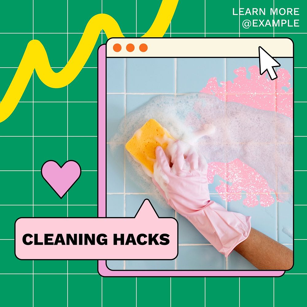 Cleaning hacks Instagram post template