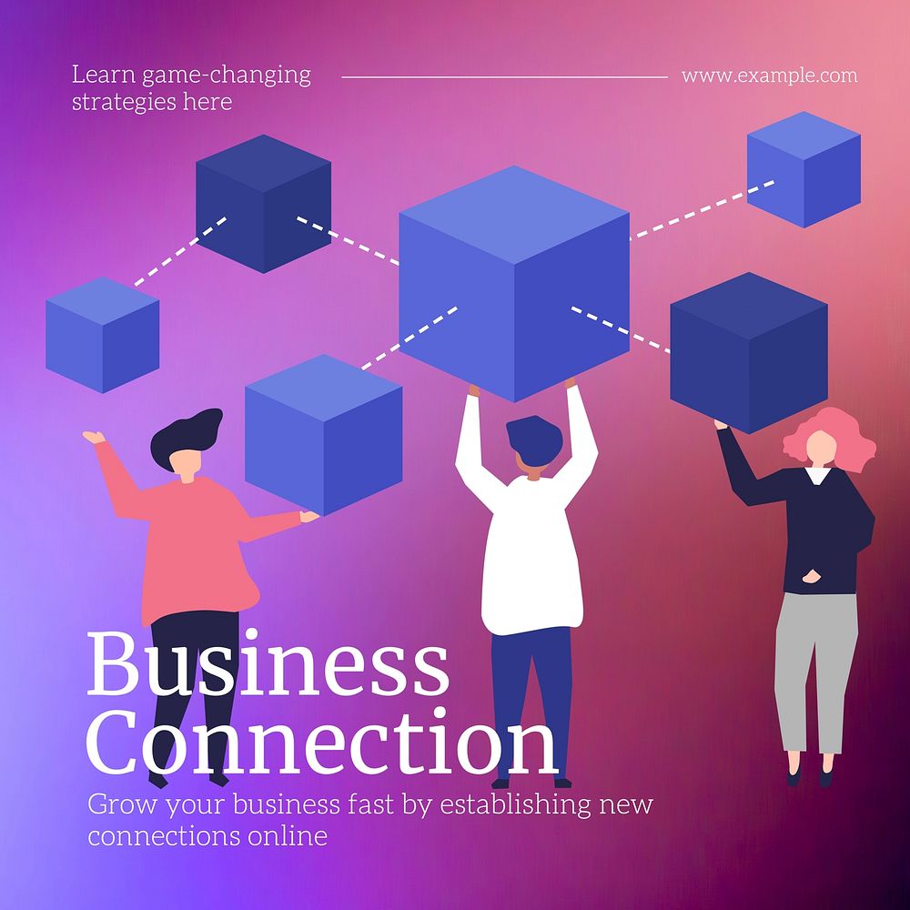 Business connection Instagram post template, editable text