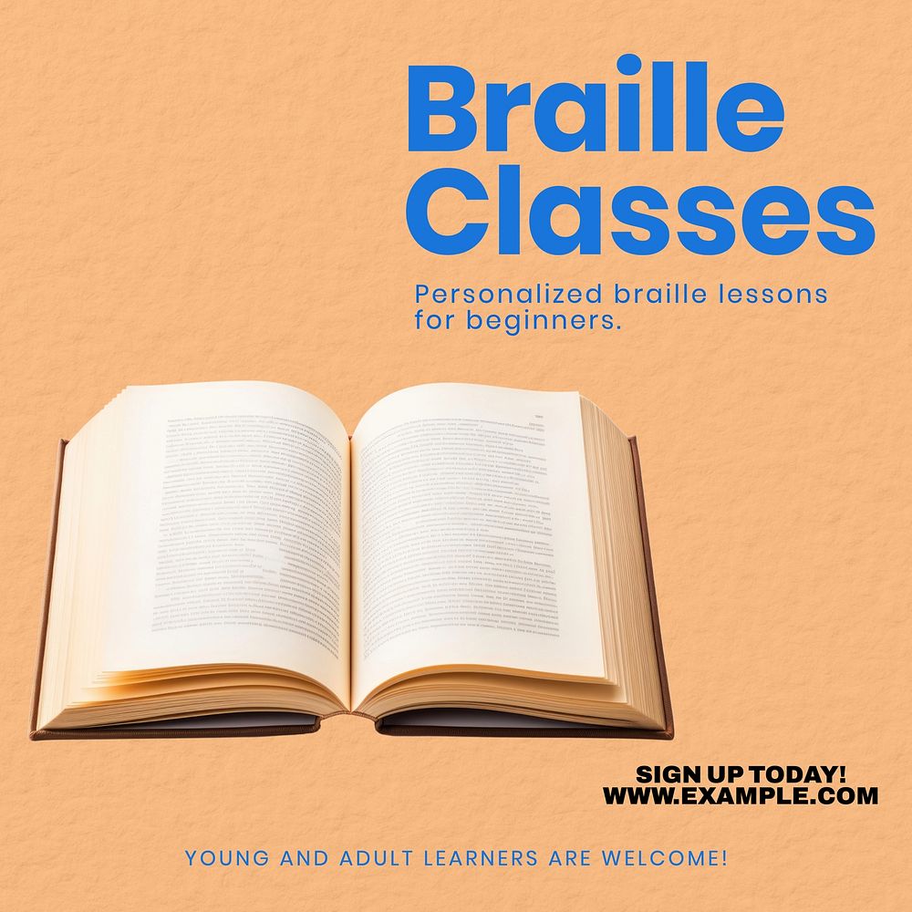 Braille classes Instagram post template Free Photo rawpixel