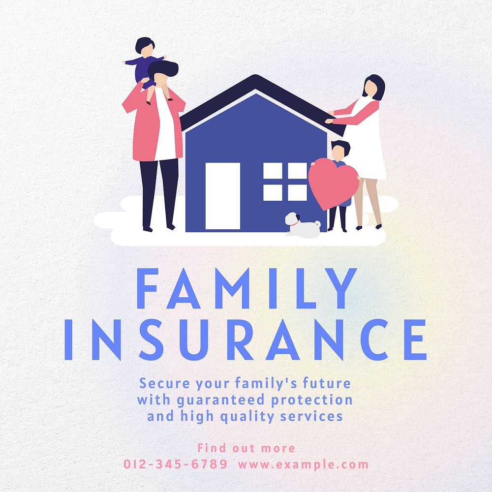 Family insurance Instagram post template, editable text