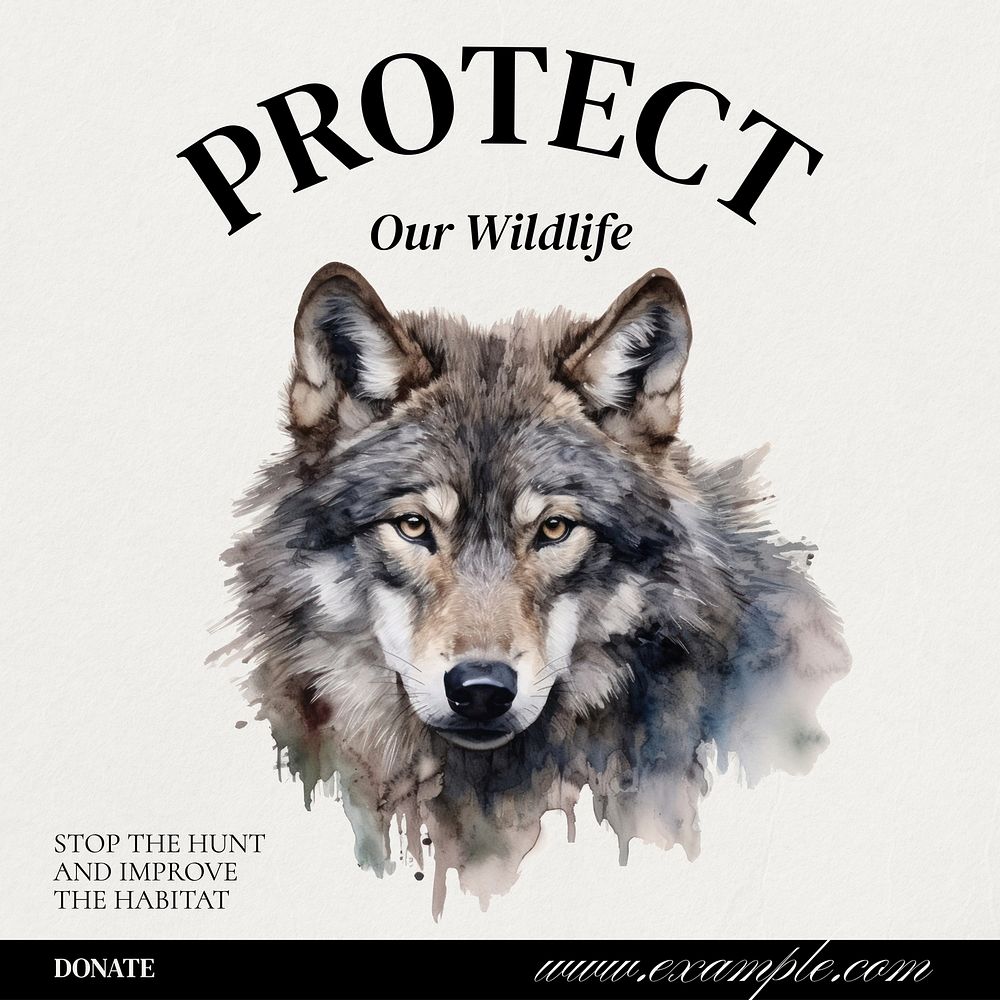 Protect our wildlife Instagram post template, editable text