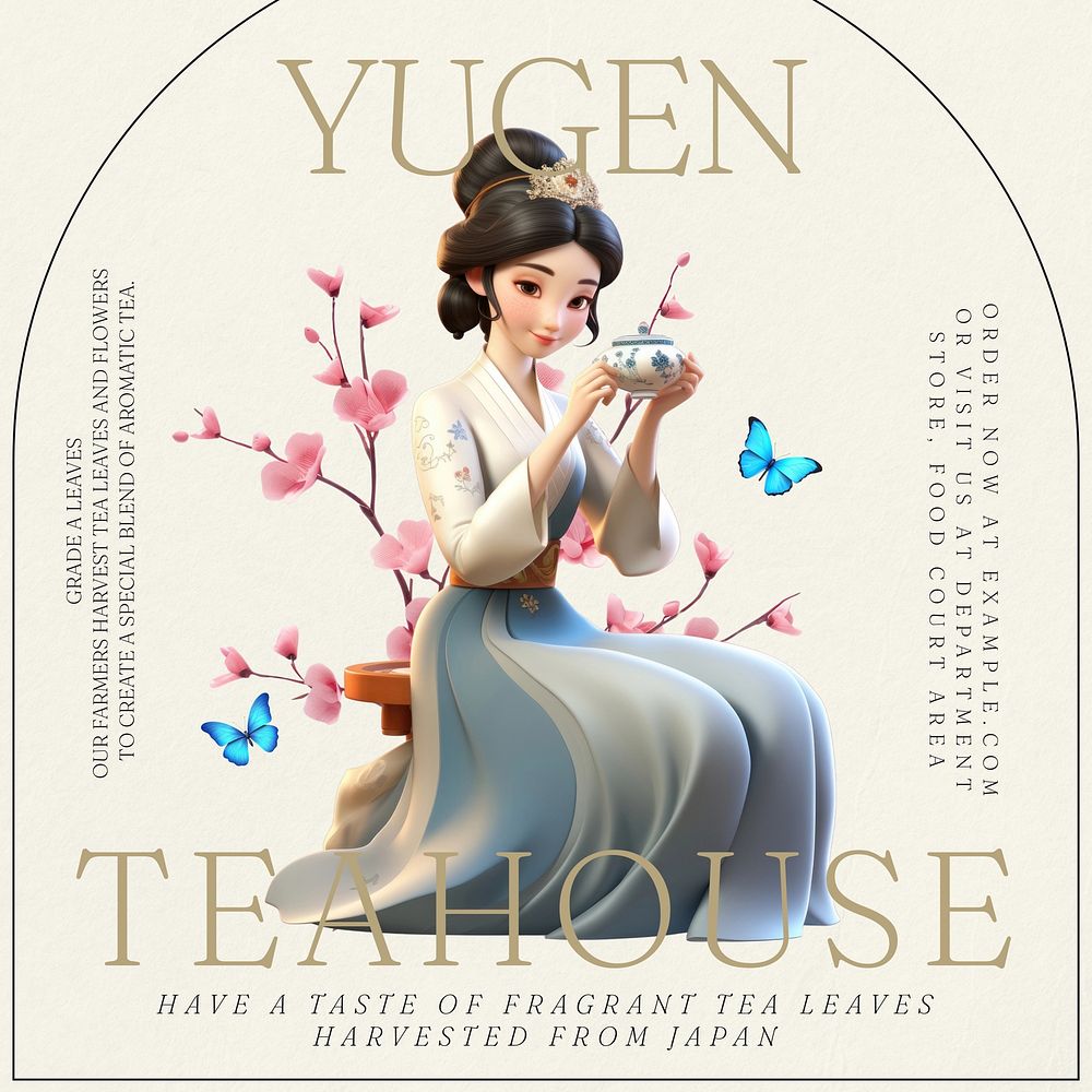 Teahouse cafe ad Instagram post template  