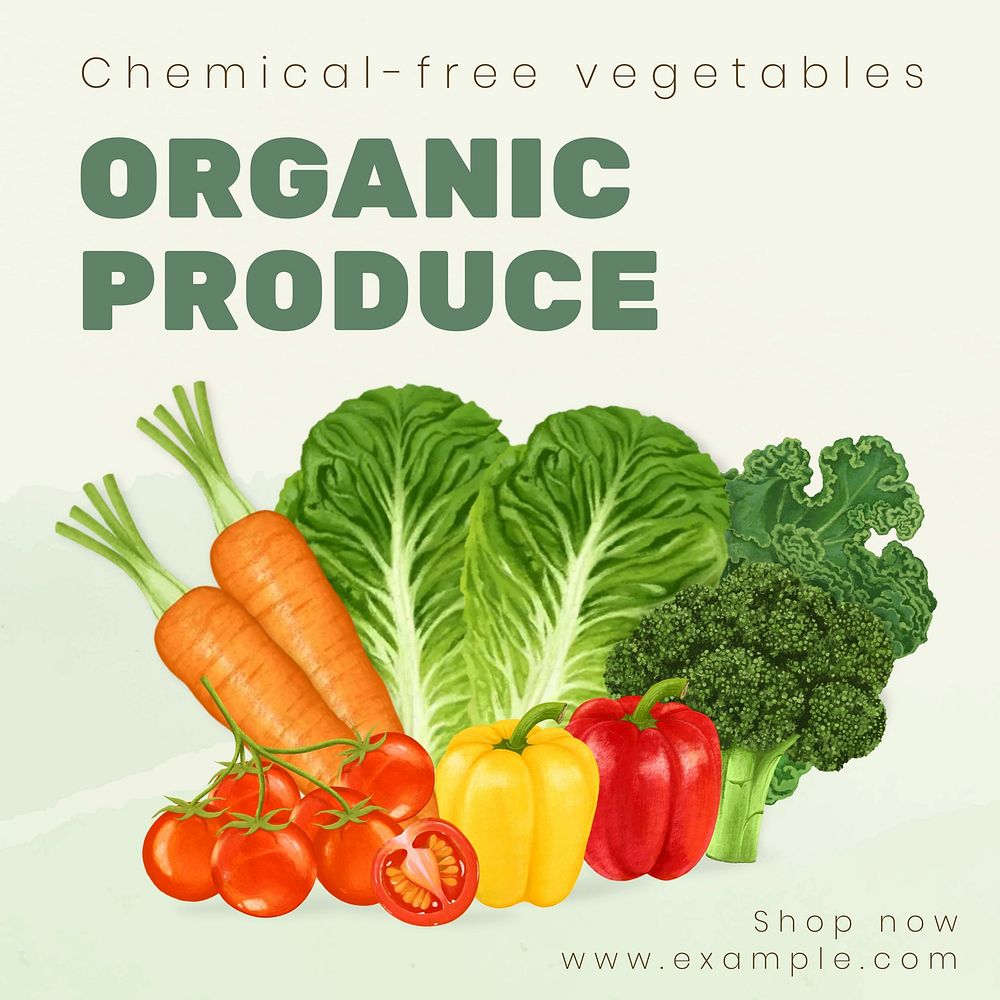 Organic produce Instagram post template, editable text