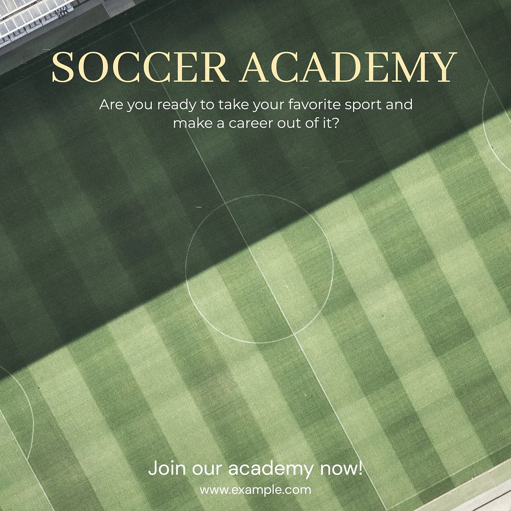 Soccer academy Facebook post template, editable design