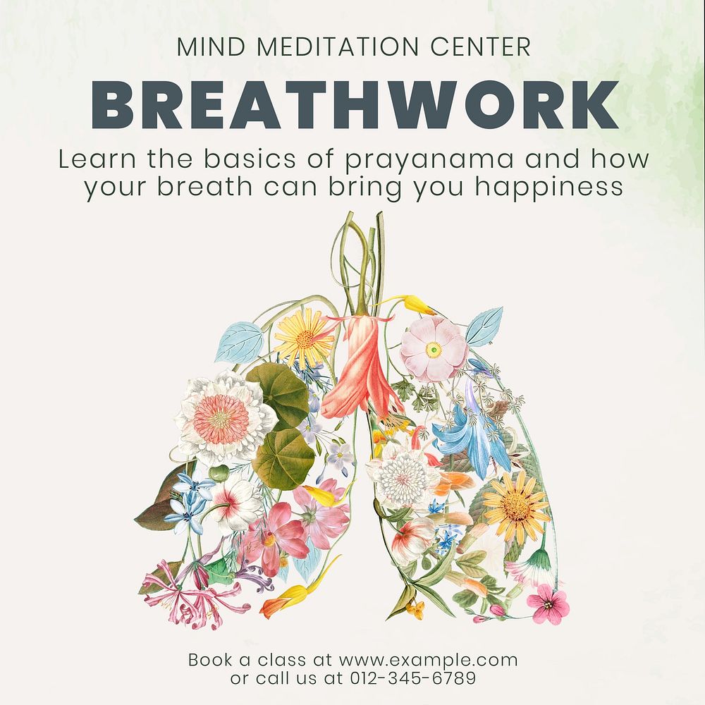 Breathwork exercise Instagram post template  
