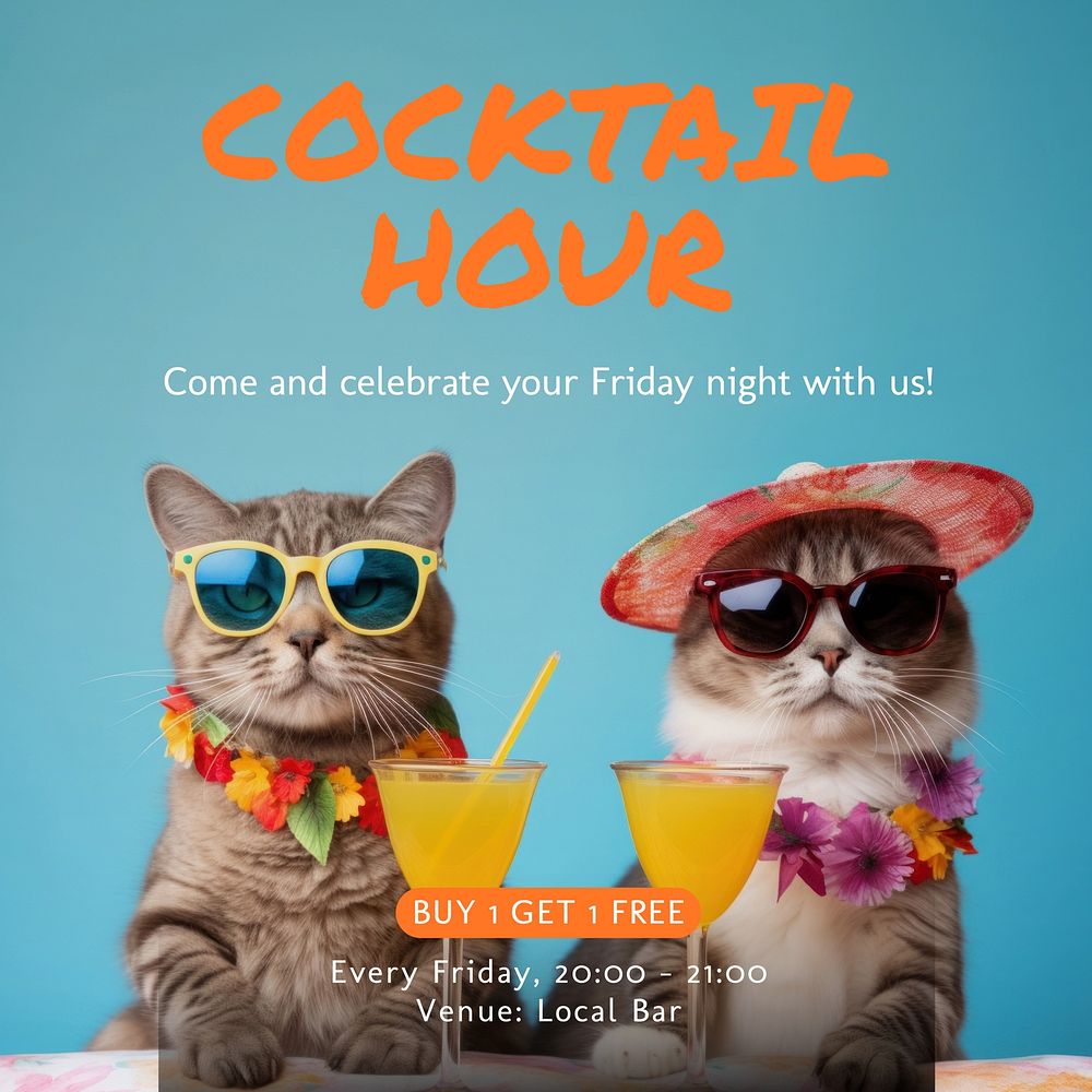 Cocktail hour Instagram post template