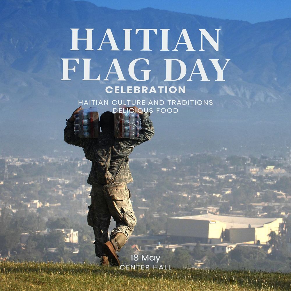 Haitian flag day Instagram post template
