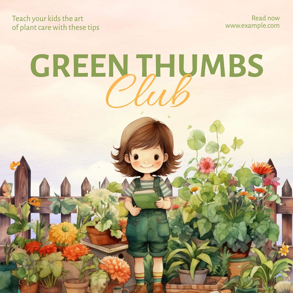 Green thumbs club Instagram post template