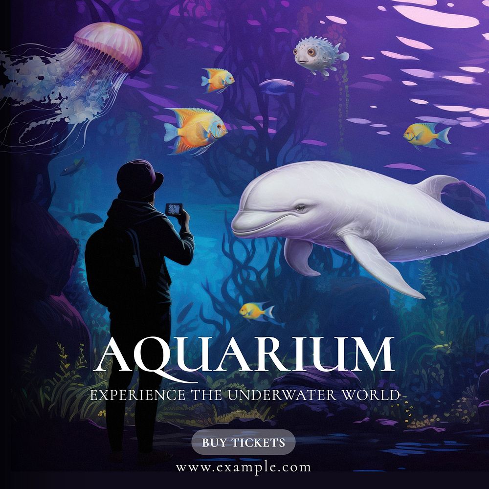 Aquarium Instagram post template  