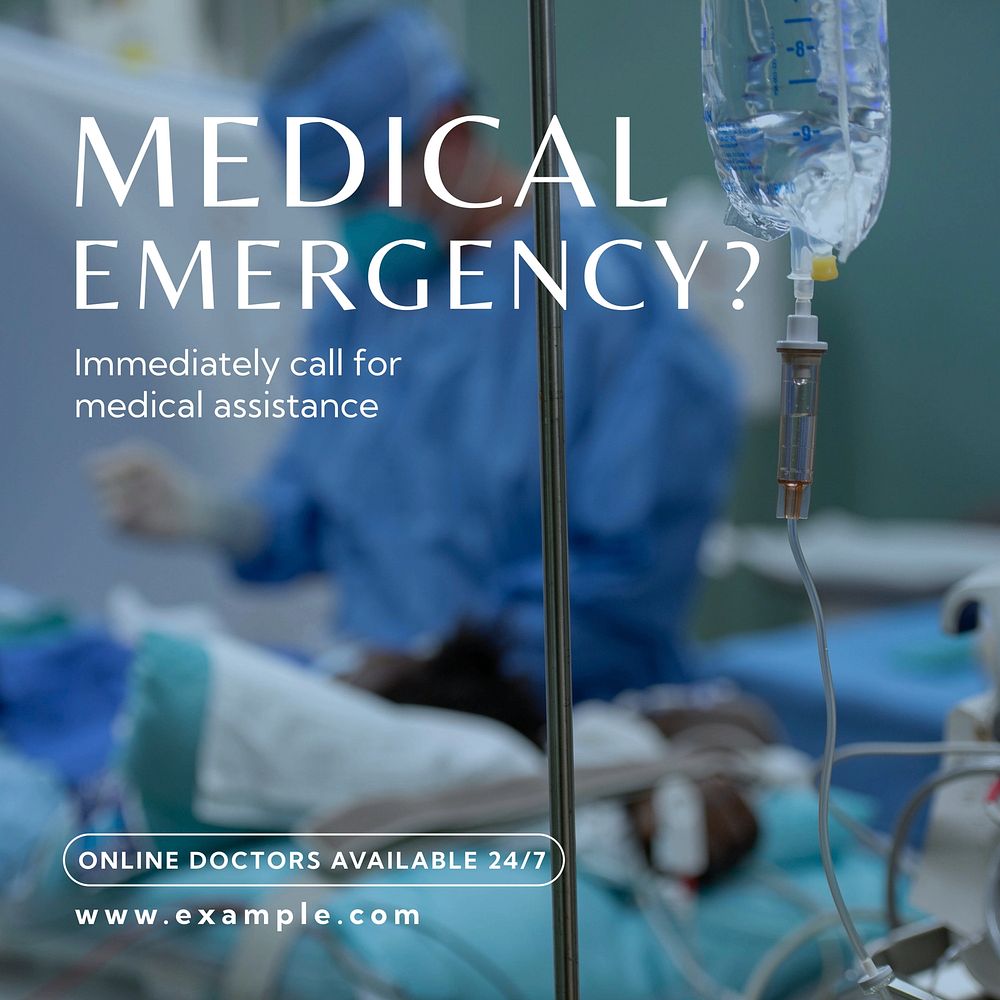 Medical emergency Instagram post template, editable text
