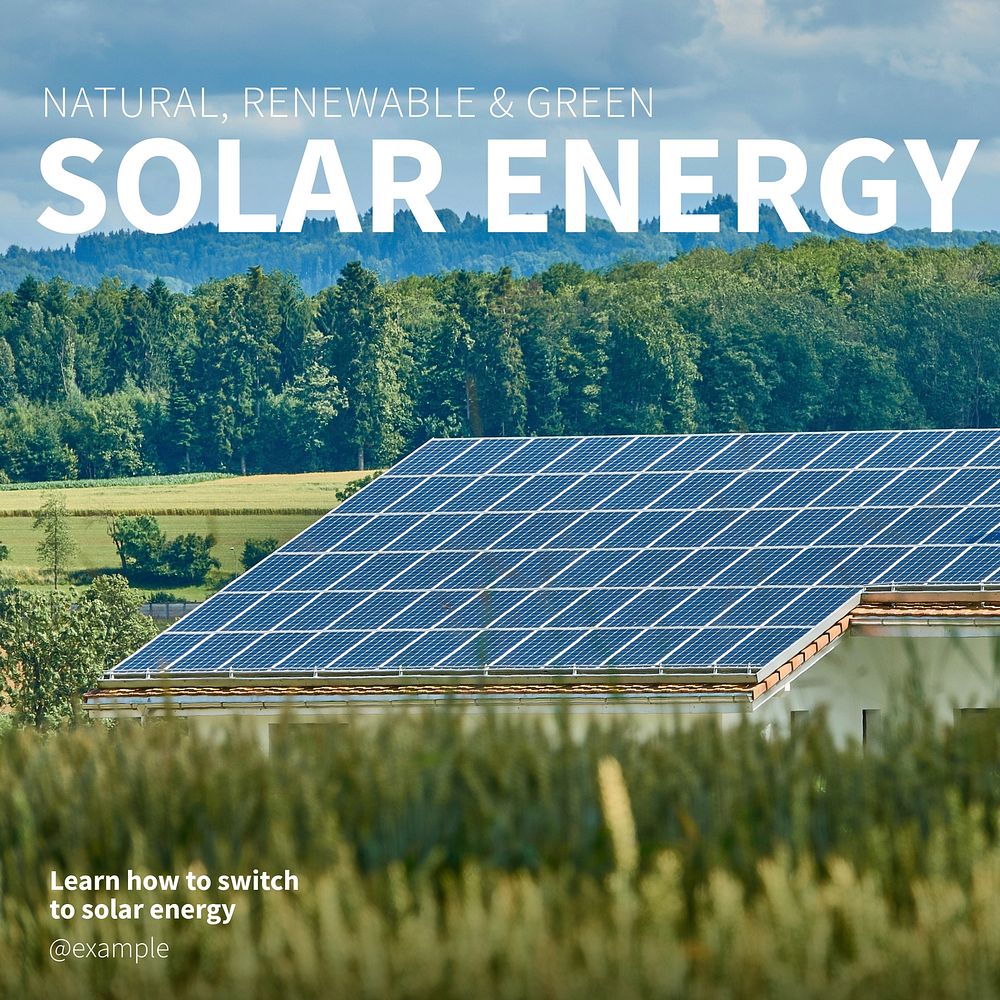 Solar energy Instagram post template, editable text