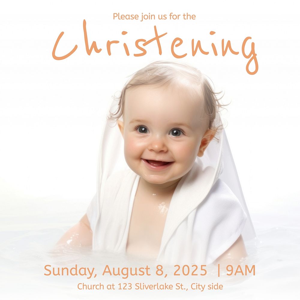Christening celebration invitation template