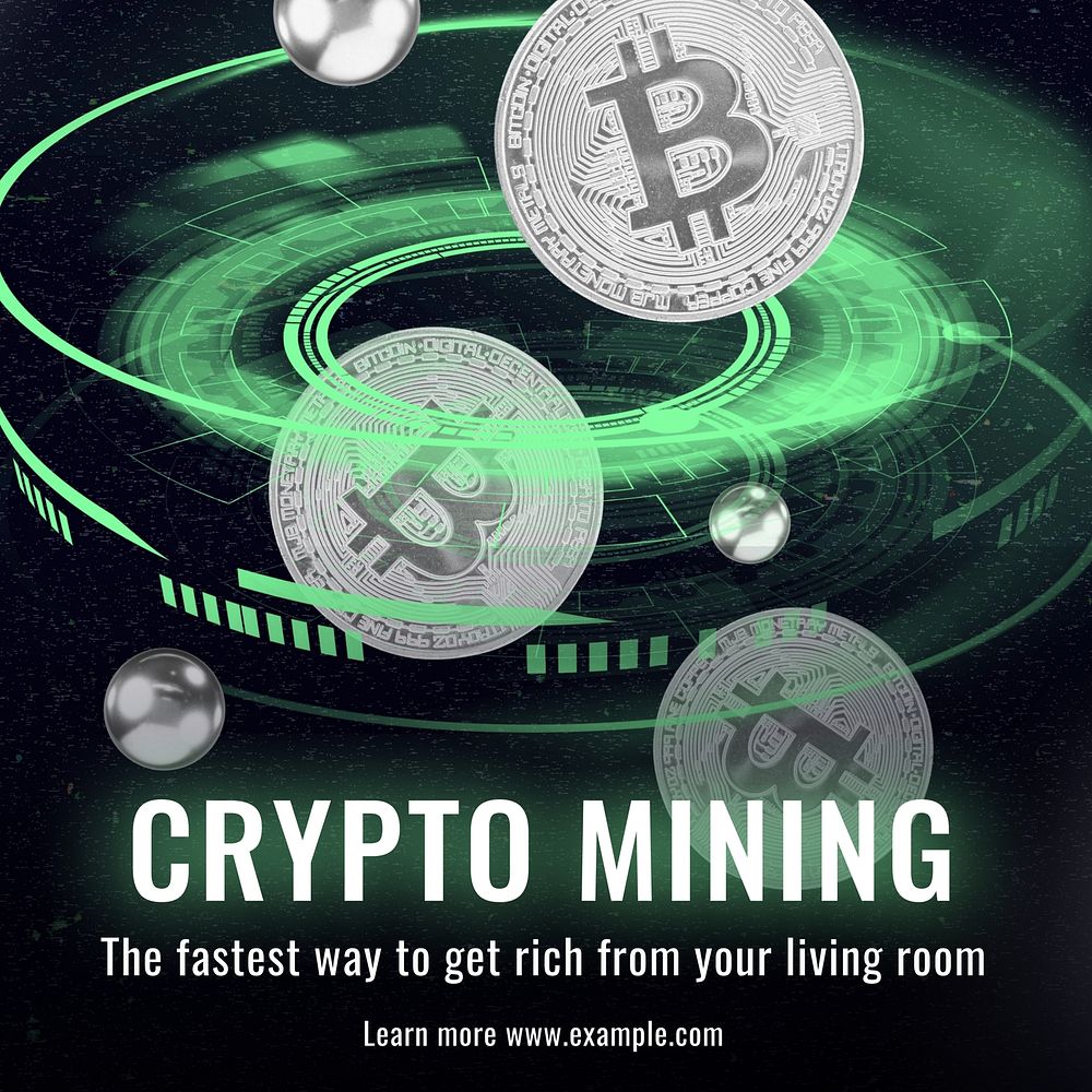 Bitcoin mining Instagram post template  